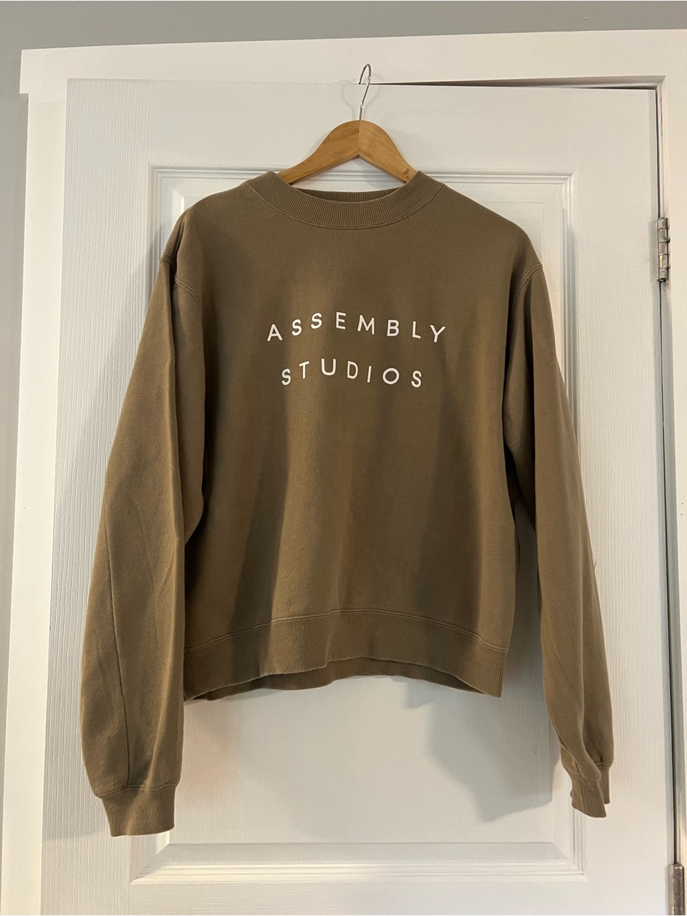 Assembly Label Olive Crewneck Sweatshirt with White Logo